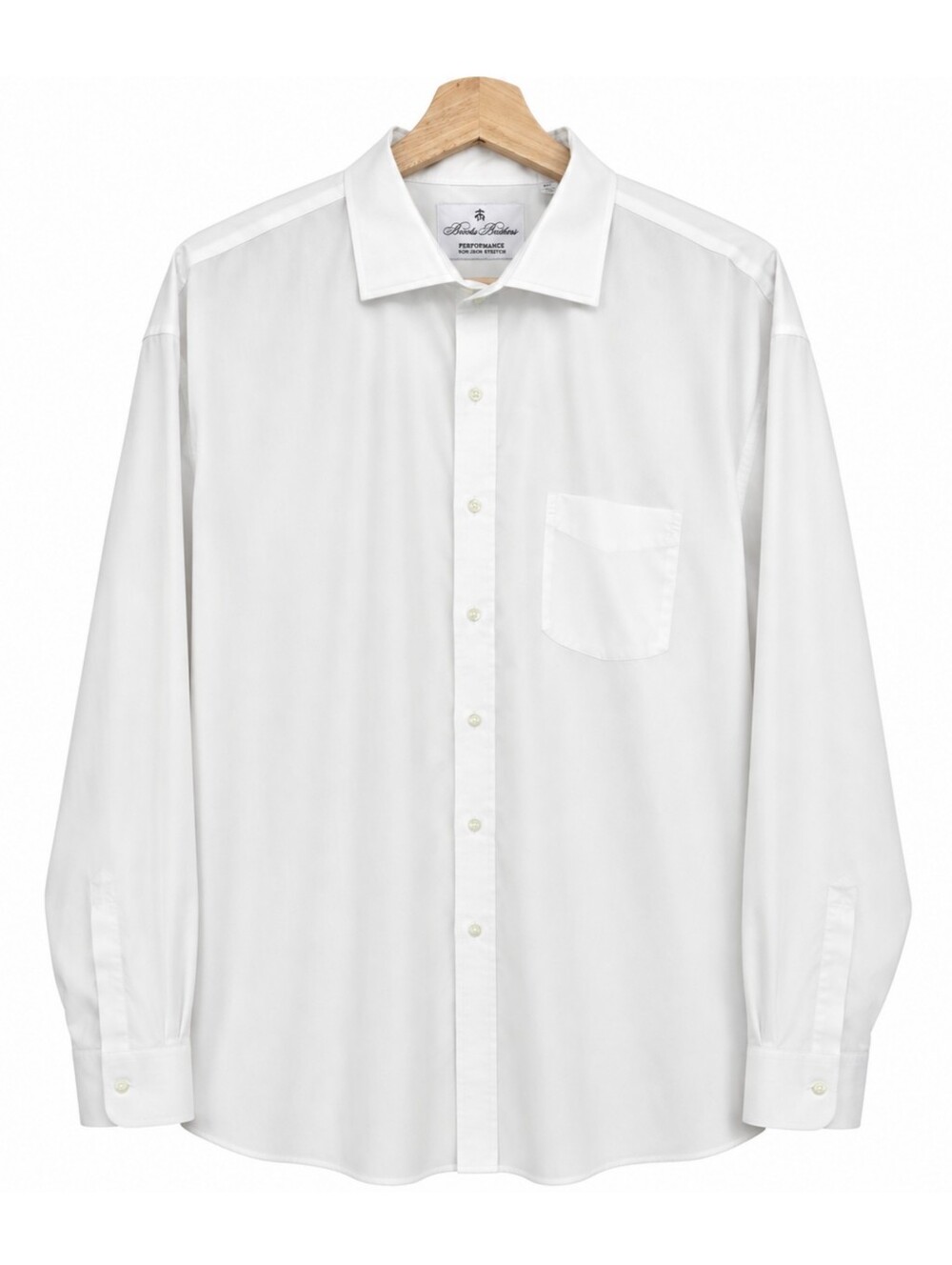 Brooks Brothers Performance Regent Fit Stretch White Supima Coolmax Shirt 18/35
